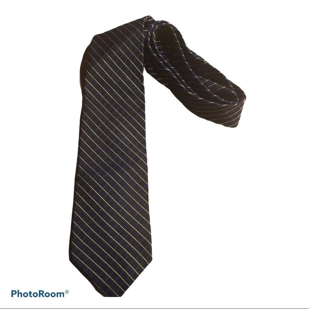 Lauren Ralph Lauren SILK Navy Gold Stripe Neck Tie Classy Career